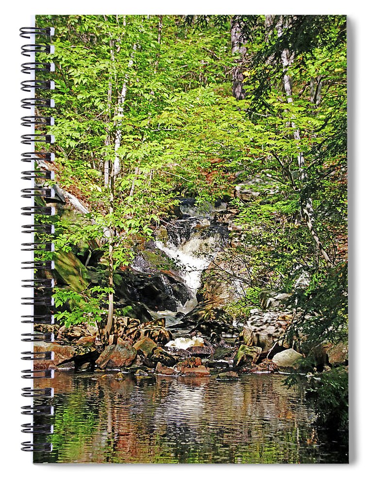 Moon River Spiral Notebook featuring the photograph Hidden Falls In The Forest by Debbie Oppermann