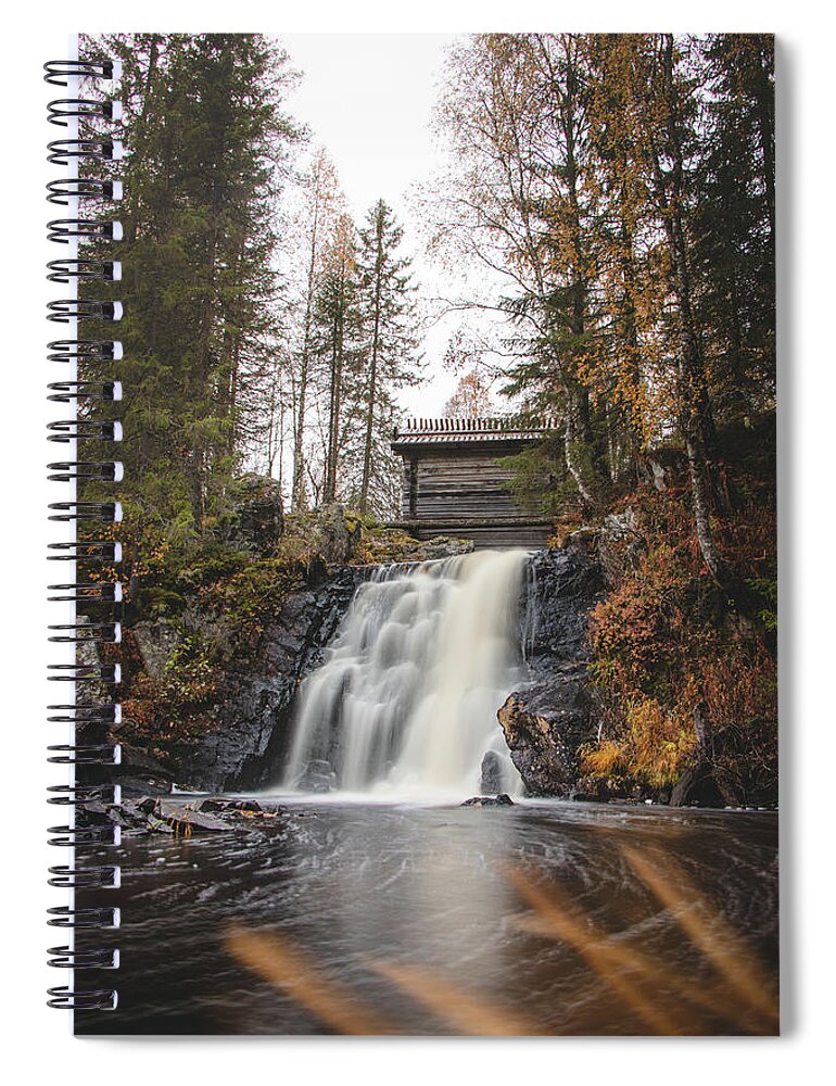 Komulanköngäs Spiral Notebook featuring the photograph Hidden Komulankongas waterfall by Vaclav Sonnek