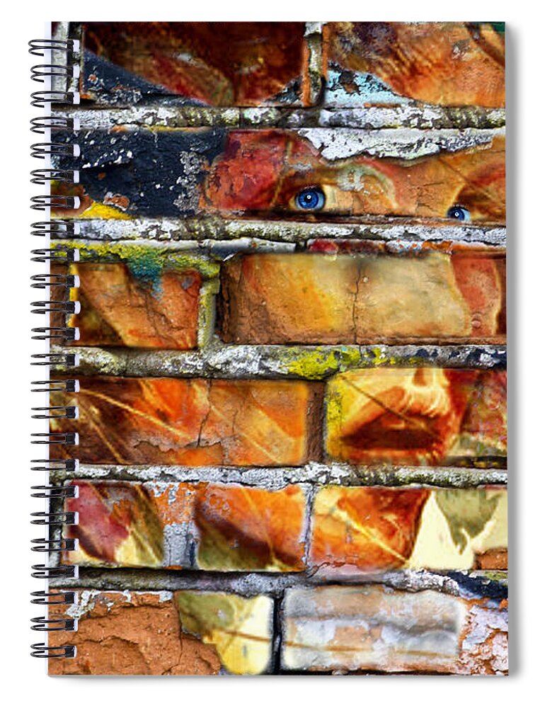 Portraits Spiral Notebook featuring the mixed media Hiding from the Invisible Enemy by Rafael Salazar