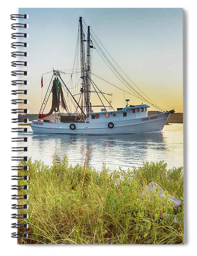 Shrimpboat Spiral Notebook featuring the photograph High Rider #3309 by Susan Yerry