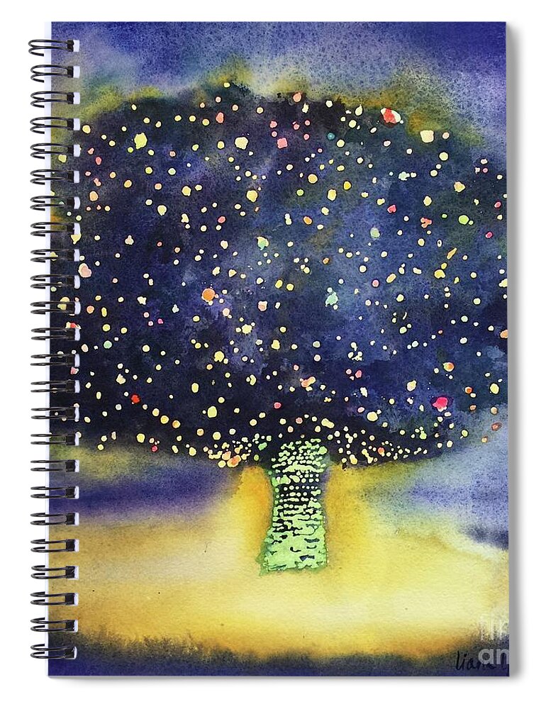 Highland Park Spiral Notebook featuring the painting Highland Park Tree Lighting by Liana Yarckin