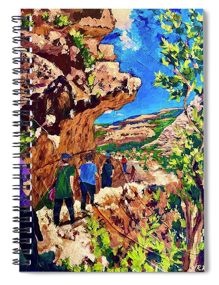 Hiking For A Cause Spiral Notebook featuring the painting Hiking time by Ray Khalife