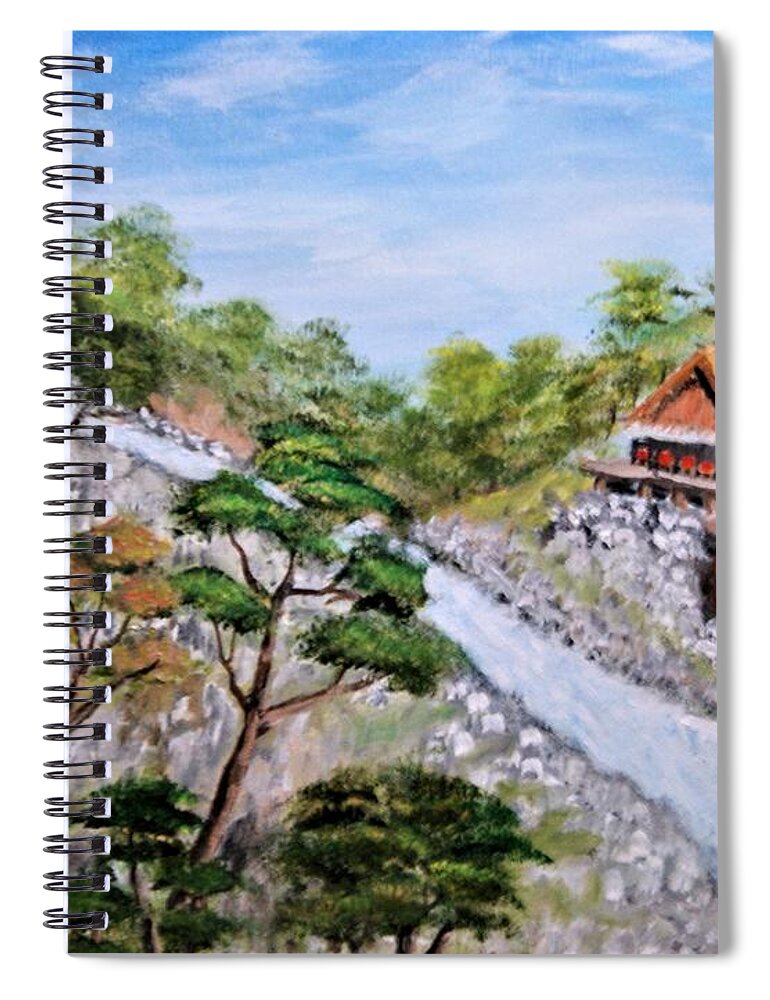 Landscape Spiral Notebook featuring the painting Hillside Restaurant by Gregory Dorosh
