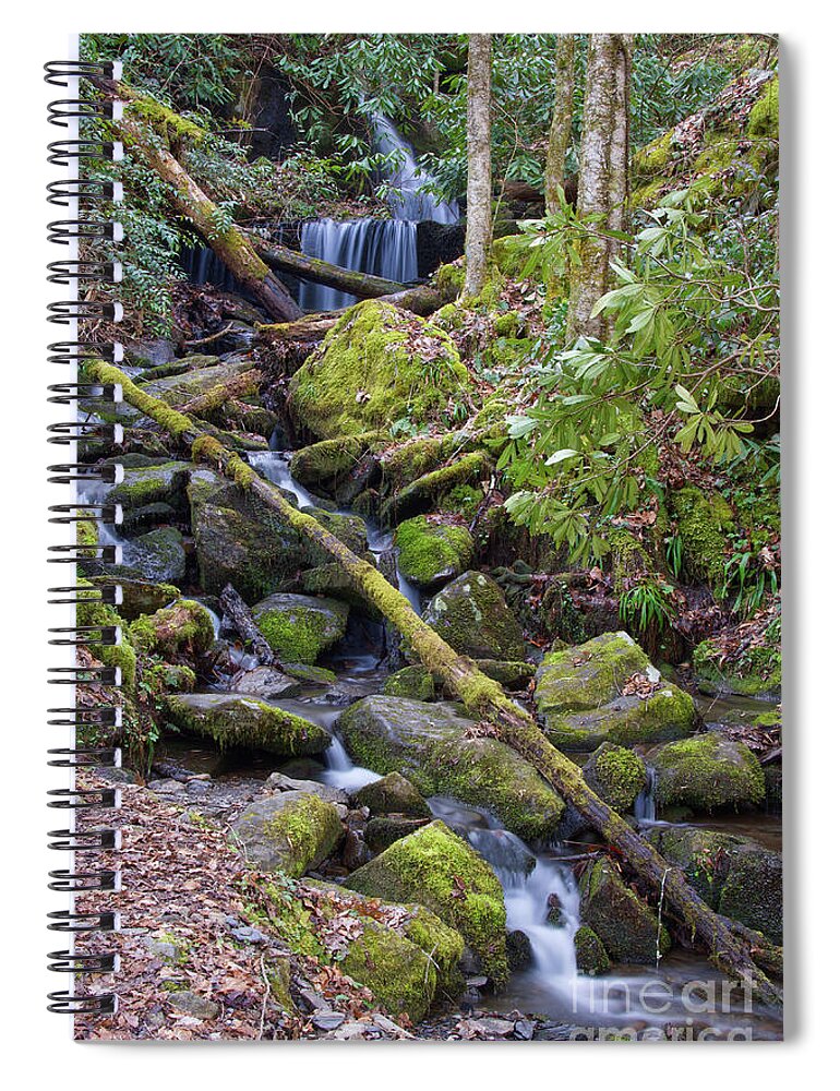 Hillside Spiral Notebook featuring the photograph Hillside Waterfall by Phil Perkins
