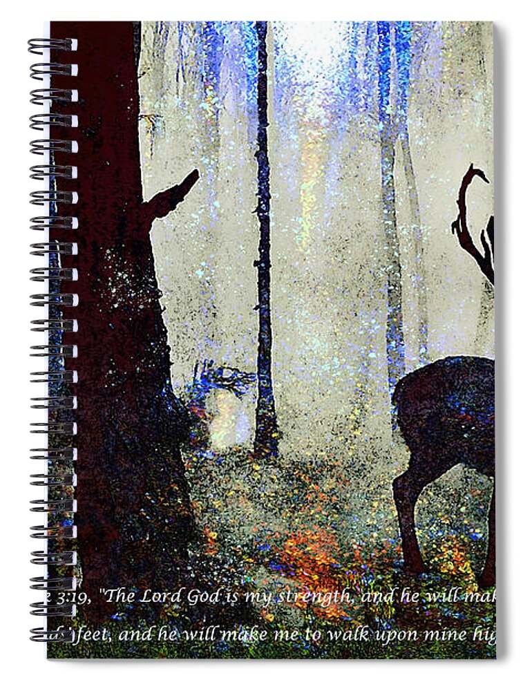 Hinds Feet In High Places Spiral Notebook featuring the painting Hinds Feet in High Places by Bonnie Marie