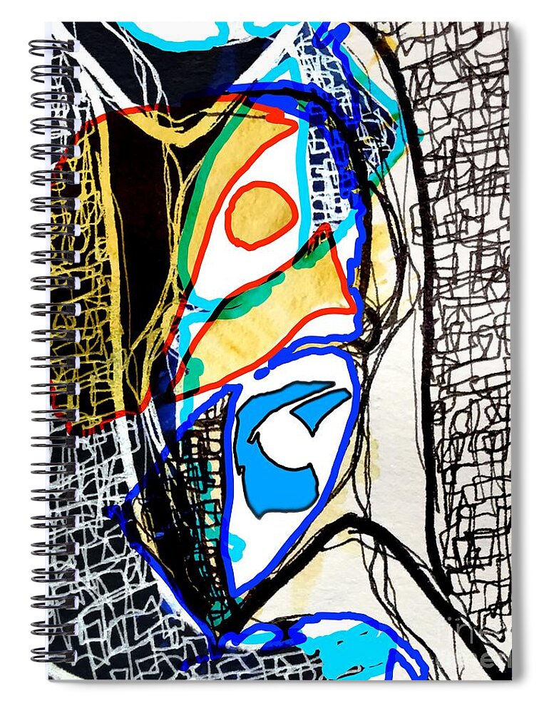 Contemporary Art Spiral Notebook featuring the digital art His Gaze Followed Every Move by Jeremiah Ray