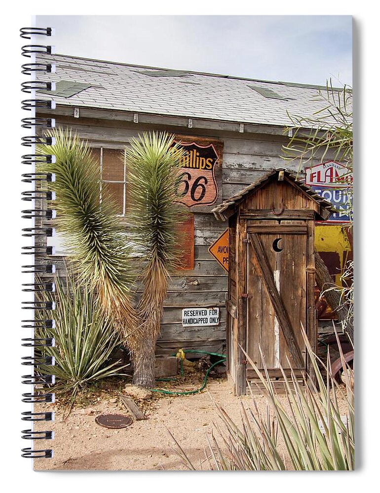Arizona Spiral Notebook featuring the photograph Historic Route 66 - Outhouse 1 by Liza Eckardt