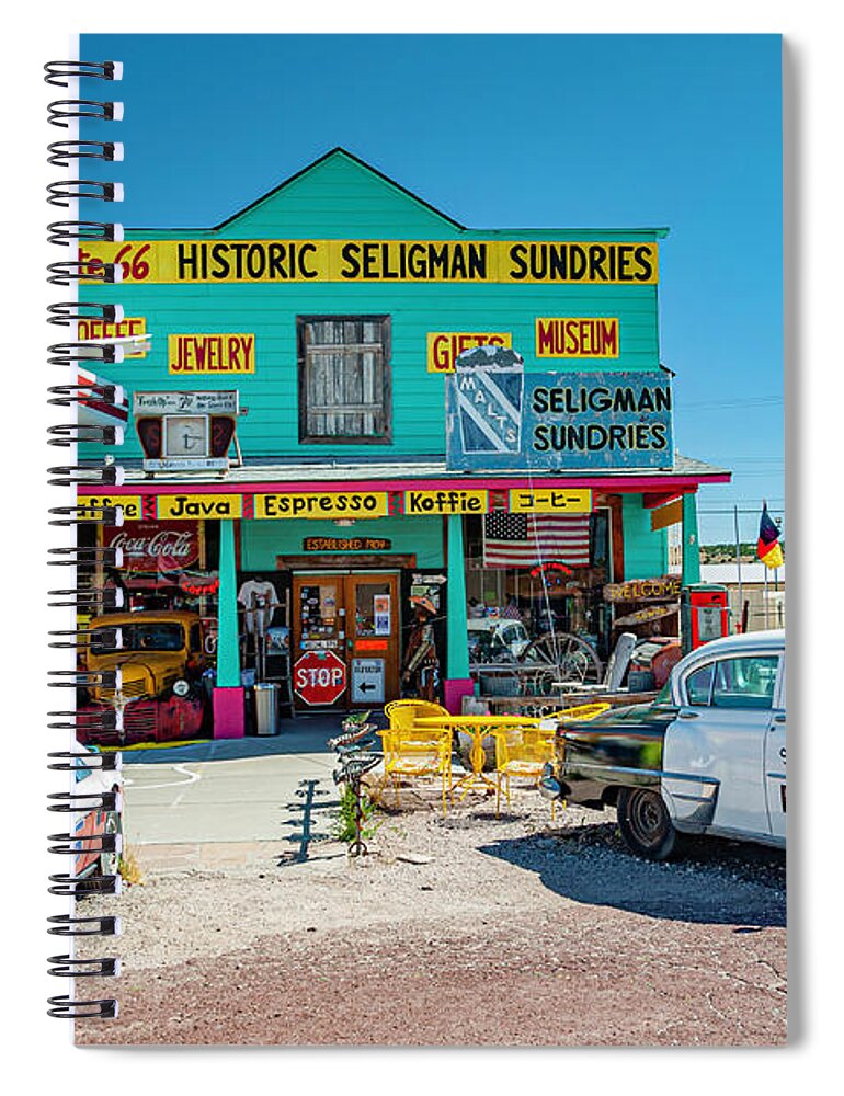 Arizona Spiral Notebook featuring the photograph Historic Seligman Sundries by Rob Hemphill