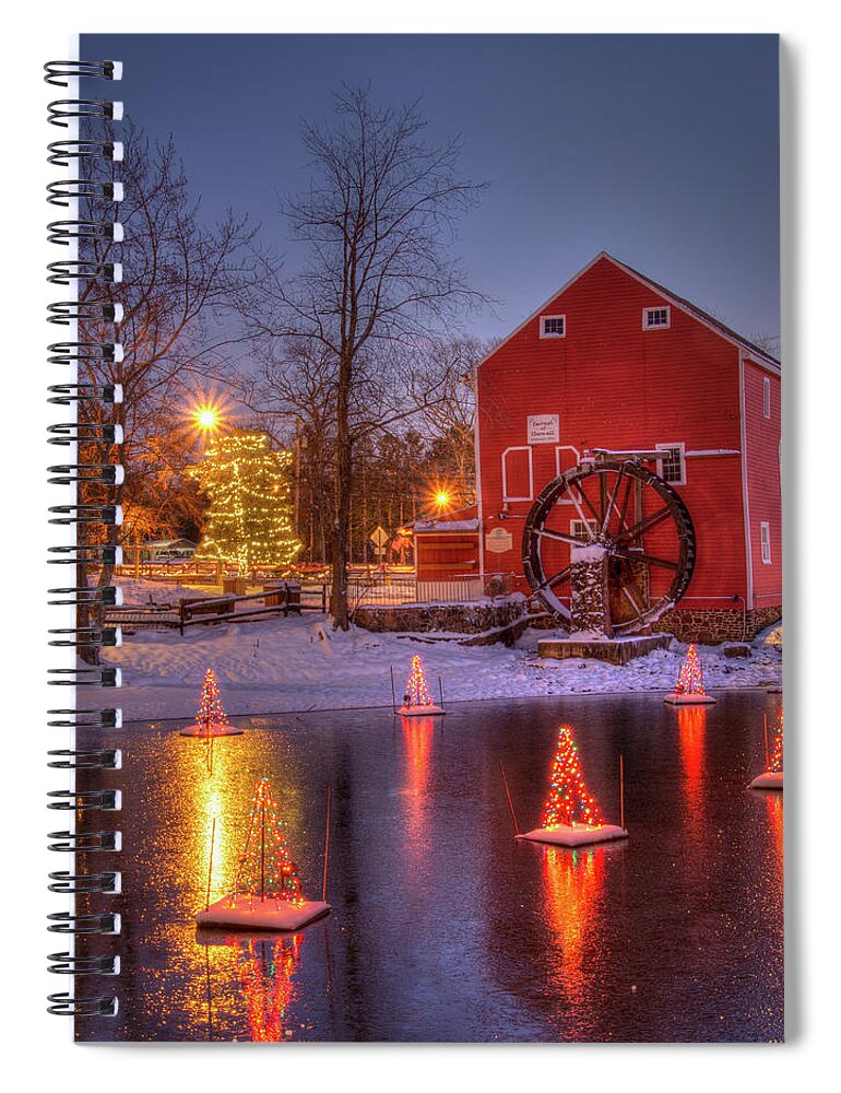 Smithville Spiral Notebook featuring the photograph Historic Smithville Mill at Christmas by Kristia Adams