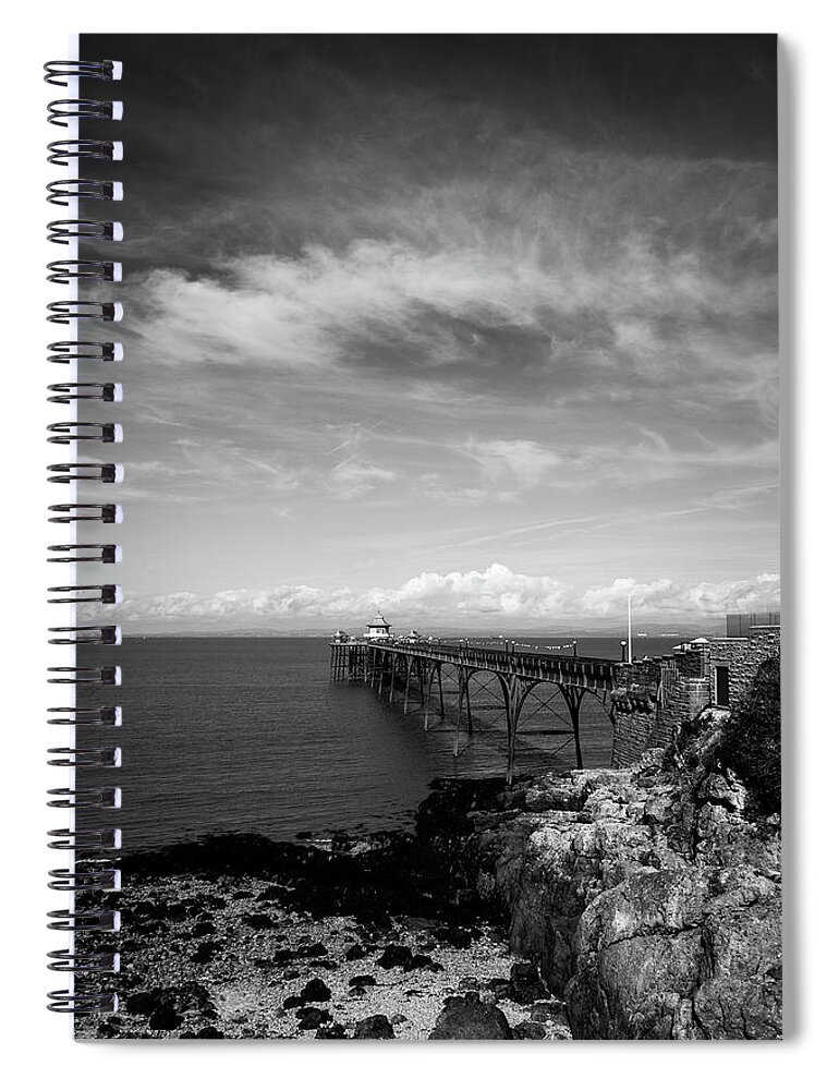 1869 Spiral Notebook featuring the photograph Historic Victorian pier at Clevedon by Seeables Visual Arts