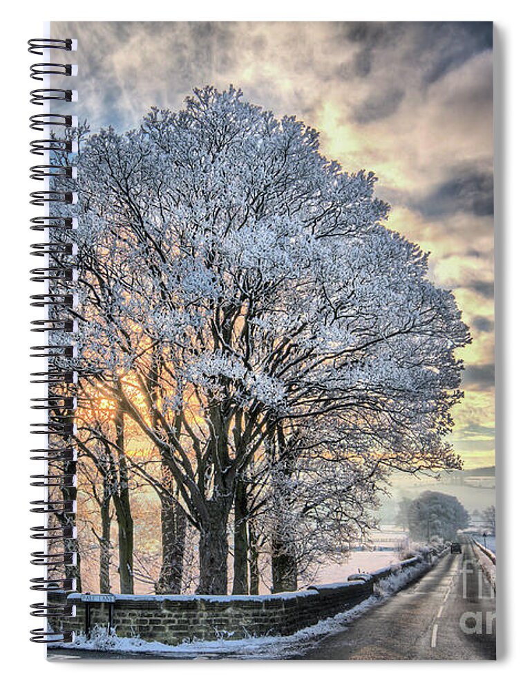 Uk Spiral Notebook featuring the photograph Hoar Frost At Sunset, North Yorkshire by Tom Holmes Photography