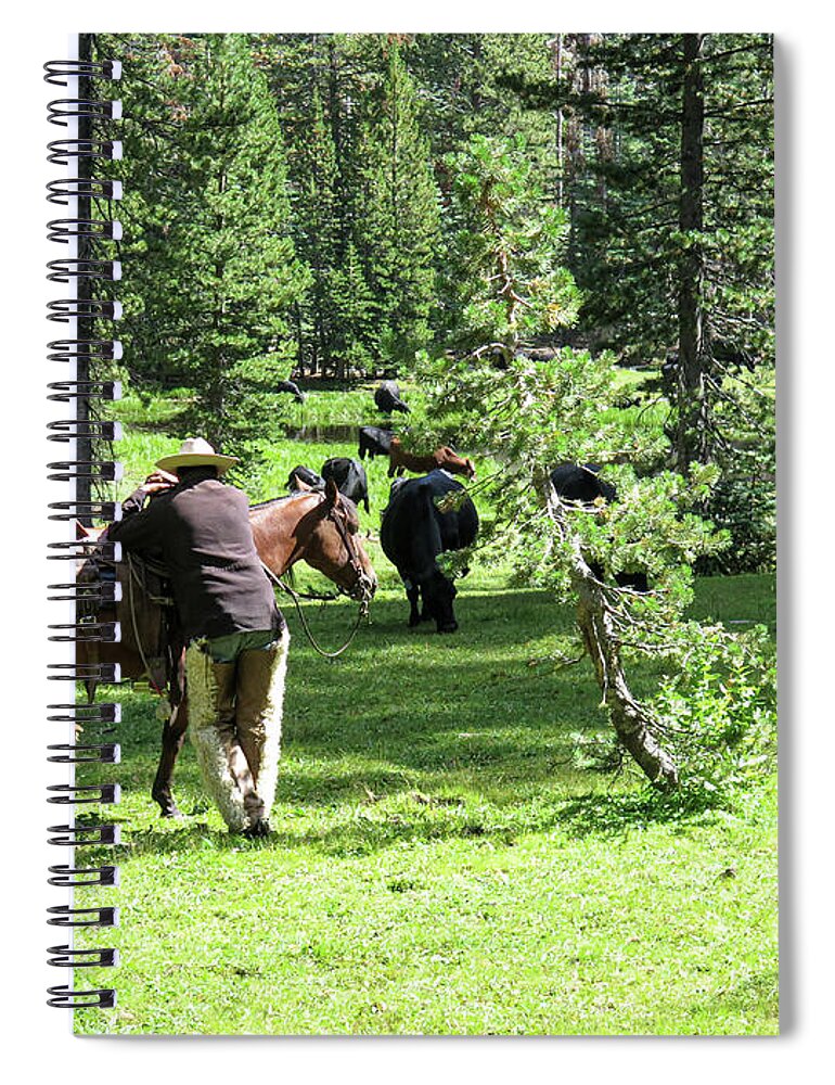 Cowboys Spiral Notebook featuring the photograph Holding Herd by Diane Bohna