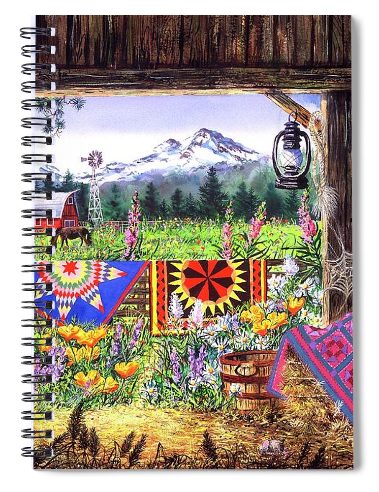 Barn Spiral Notebook featuring the painting Hole in the Barn Door by Diane Phalen