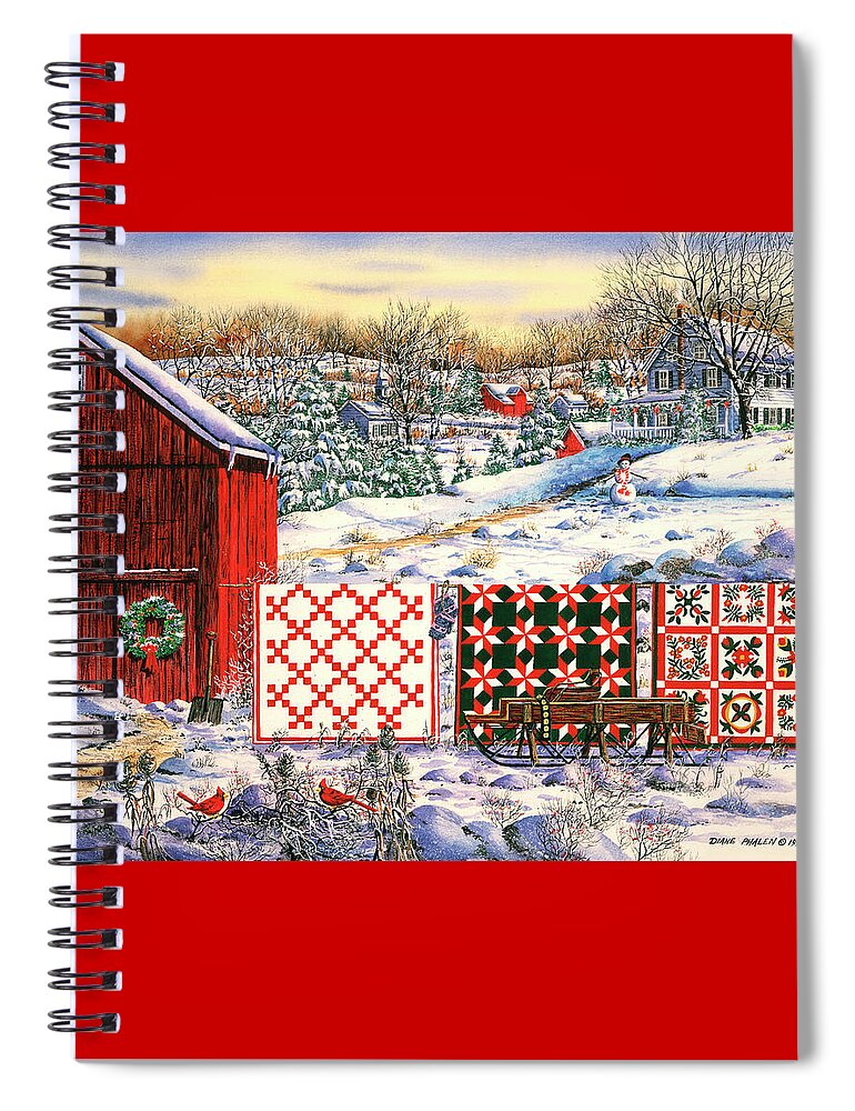 Red Barn Spiral Notebook featuring the painting Holiday Airing by Diane Phalen