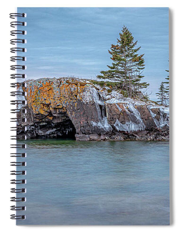 Lake Superior Spiral Notebook featuring the photograph Hollow Rock at Dawn by Kevin Argue