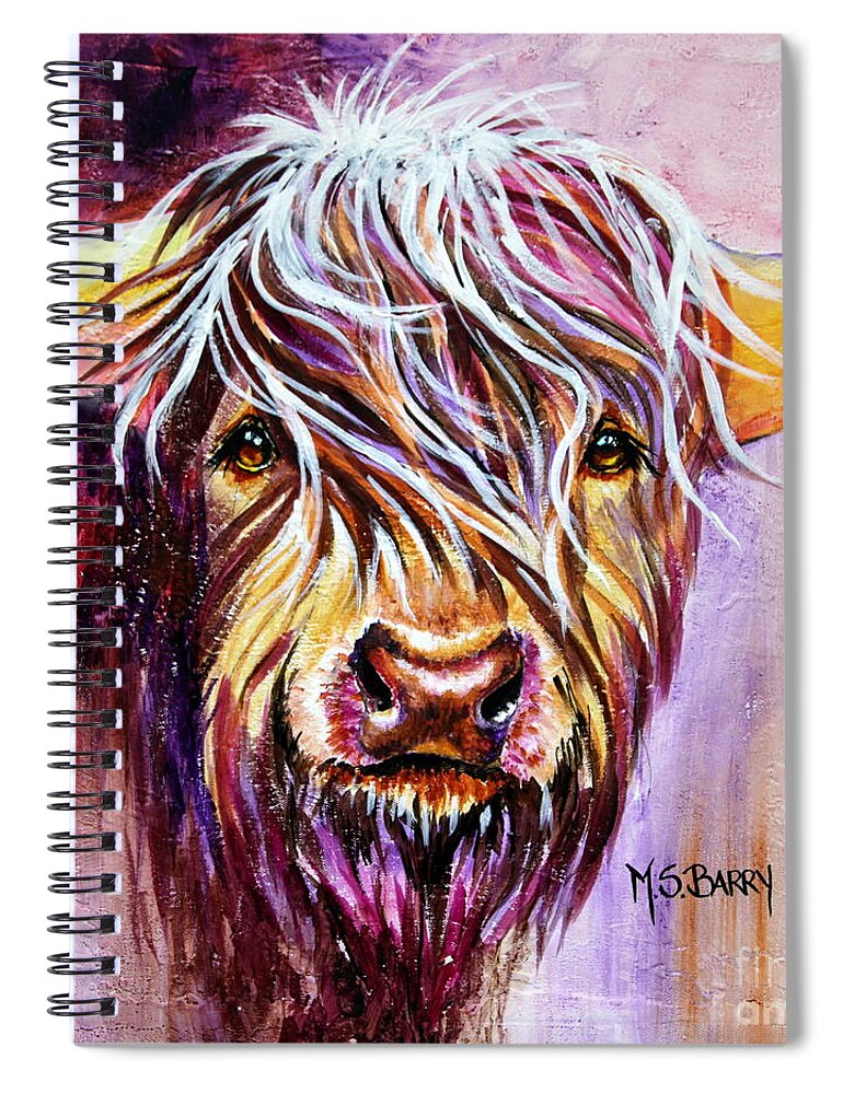 Cow Spiral Notebook featuring the painting Holy Cow by Maria Barry