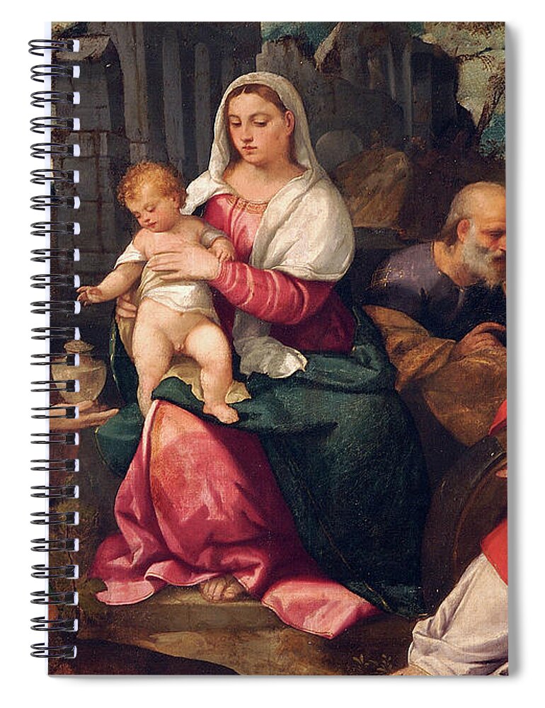 Holy Family With Mary Magdalene And St Catherine Spiral Notebook featuring the painting Holy Family with Mary Magdalene and St Catherine by Bonifazio Veronese