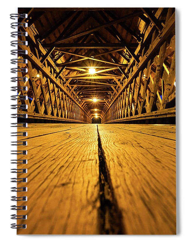 Holz Brucke Bridge Spiral Notebook featuring the photograph Holz Brucke Bridge by Rachel Cohen