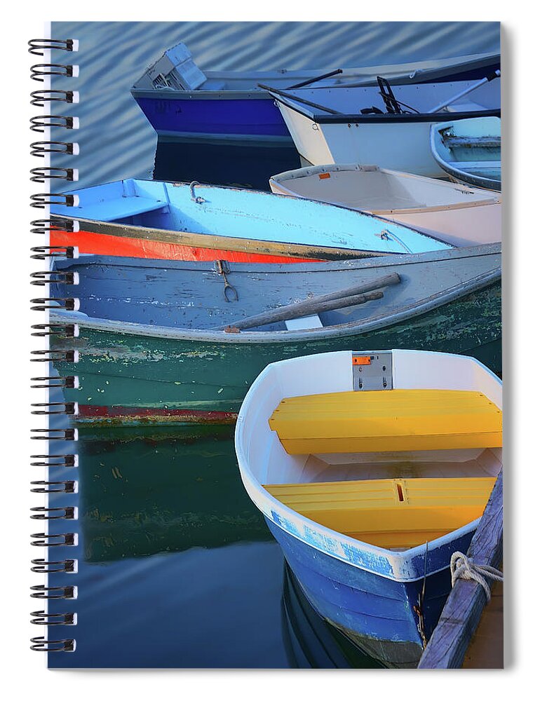 Rowboats Spiral Notebook featuring the photograph Home for the Night - Rowboats by Nikolyn McDonald
