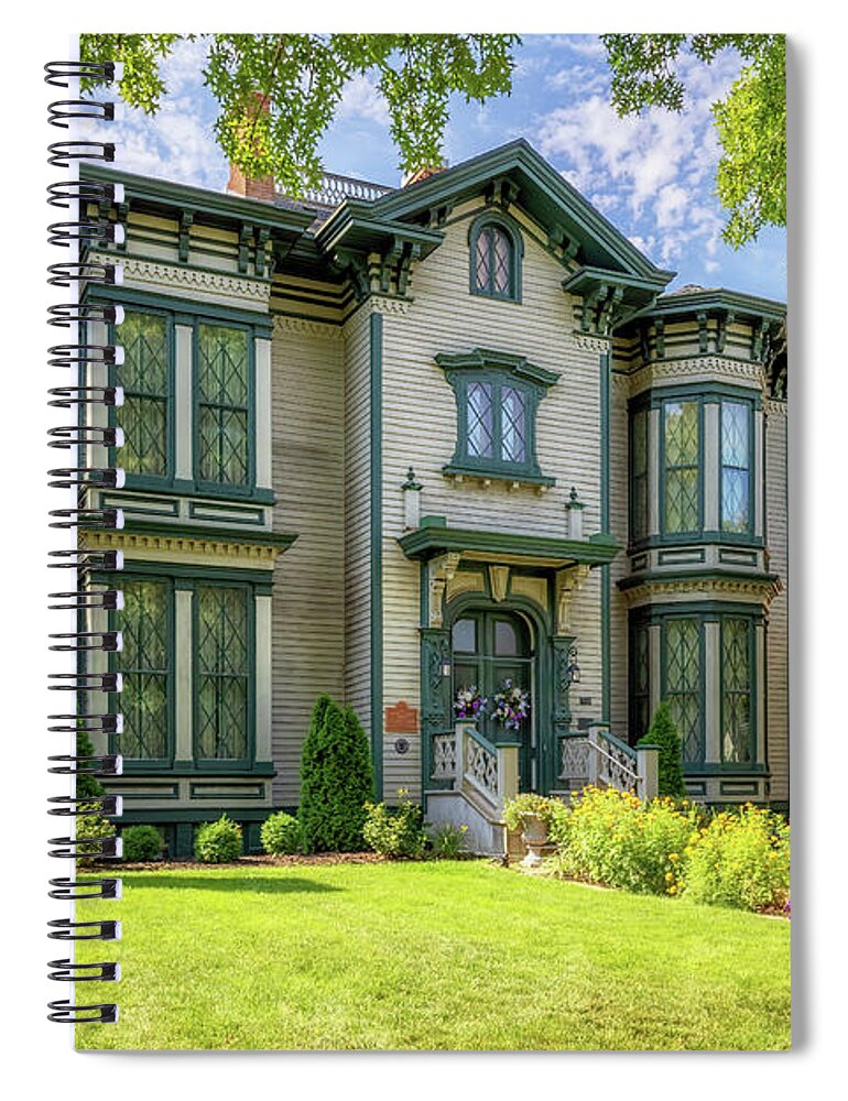 Governor Oglesby Mansion Spiral Notebook featuring the photograph Home of Governor Richard Oglesby - Decatur, Illinois by Susan Rissi Tregoning