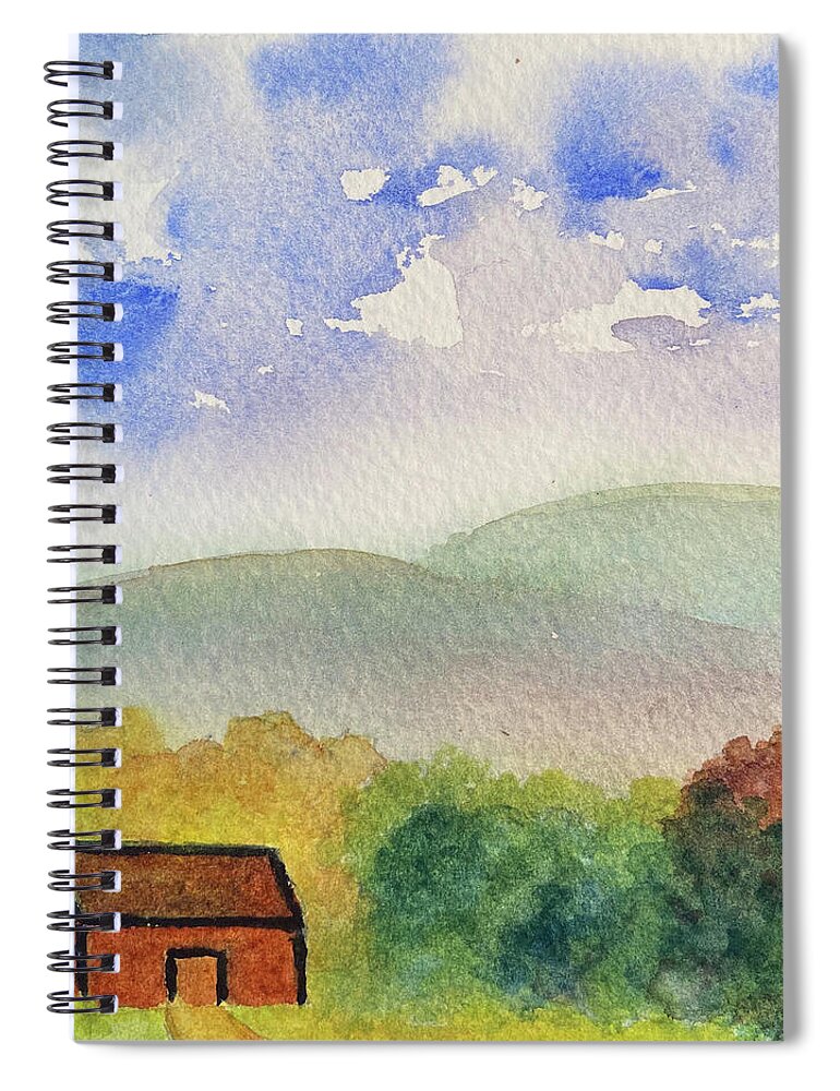 Berkshires Spiral Notebook featuring the painting Home Tucked Into Hill by Anne Katzeff