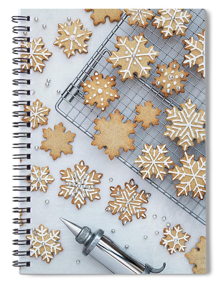 Christmas Snowflake Biscuits Spiral Notebook featuring the photograph Homemade Christmas Snowflake Biscuits by Tim Gainey