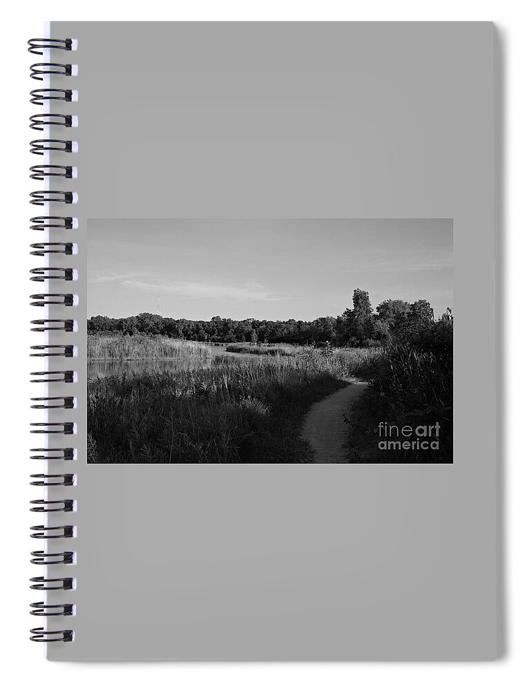 Nature Spiral Notebook featuring the photograph Homewood Izaak Walton Prairie Lake - Black and White by Frank J Casella