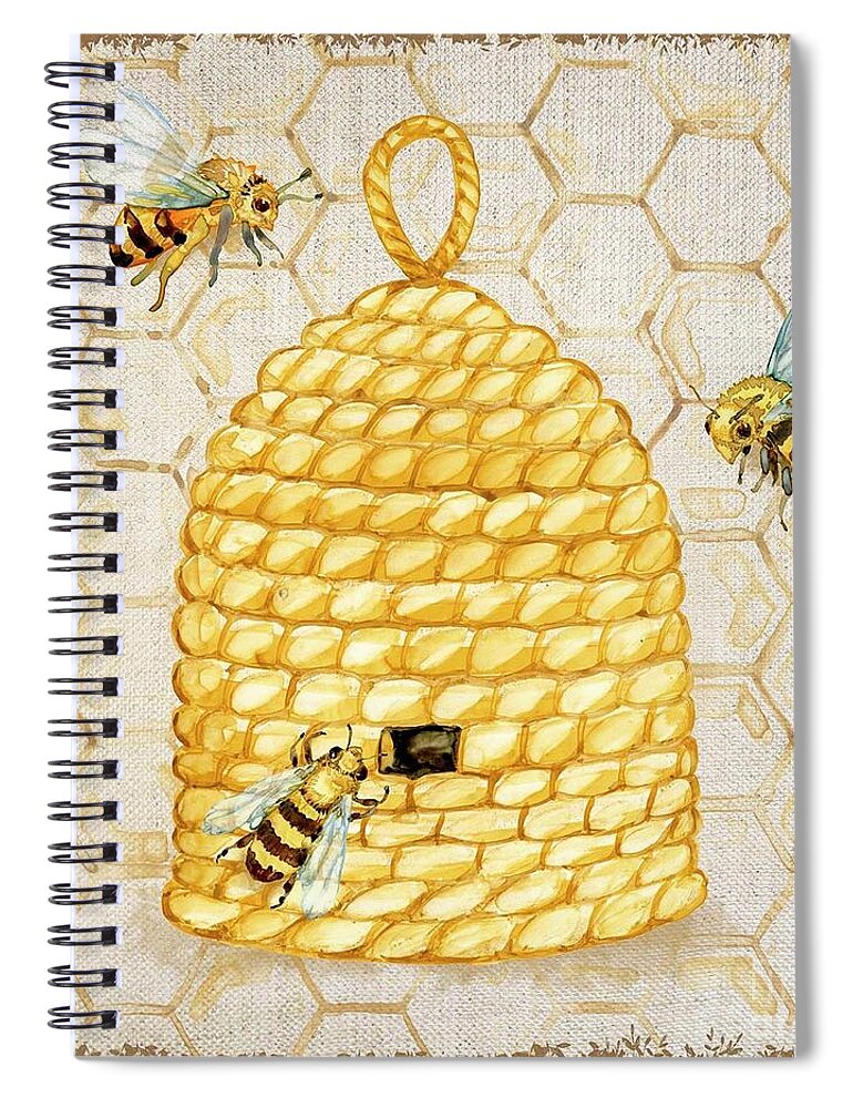 Watercolor Spiral Notebook featuring the painting Honeybee Haven III by Paul Brent