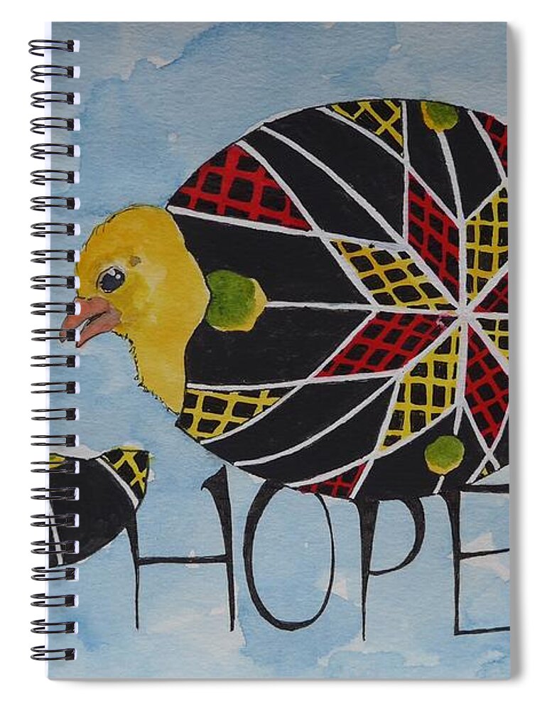 Hope Spiral Notebook featuring the mixed media Hope egg by Lisa Mutch