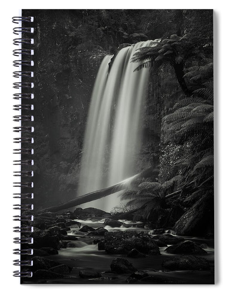 Monochrome Spiral Notebook featuring the photograph Hopetoun Falls by Grant Galbraith