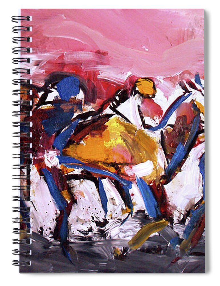 Kentucky Horse Racing Spiral Notebook featuring the painting Horse Grit 7 by John Gholson