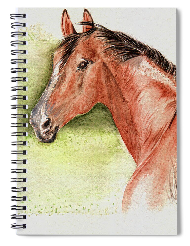 Horse Painting Spiral Notebook featuring the painting Horse in Breeze by Remy Francis