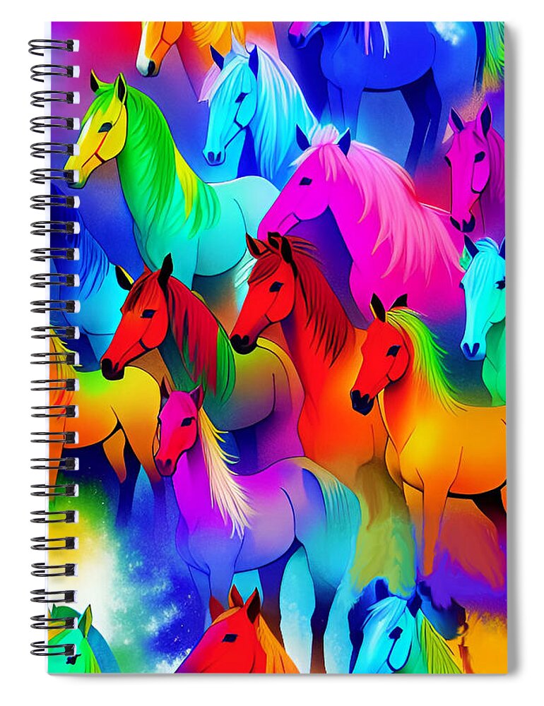 Cool Art Spiral Notebook featuring the digital art Horse of a Different Color - Modern by Ronald Mills