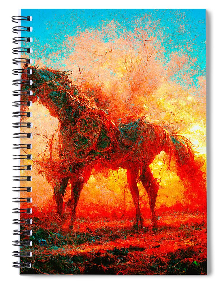Horse Spiral Notebook featuring the digital art Horses #2 by Craig Boehman