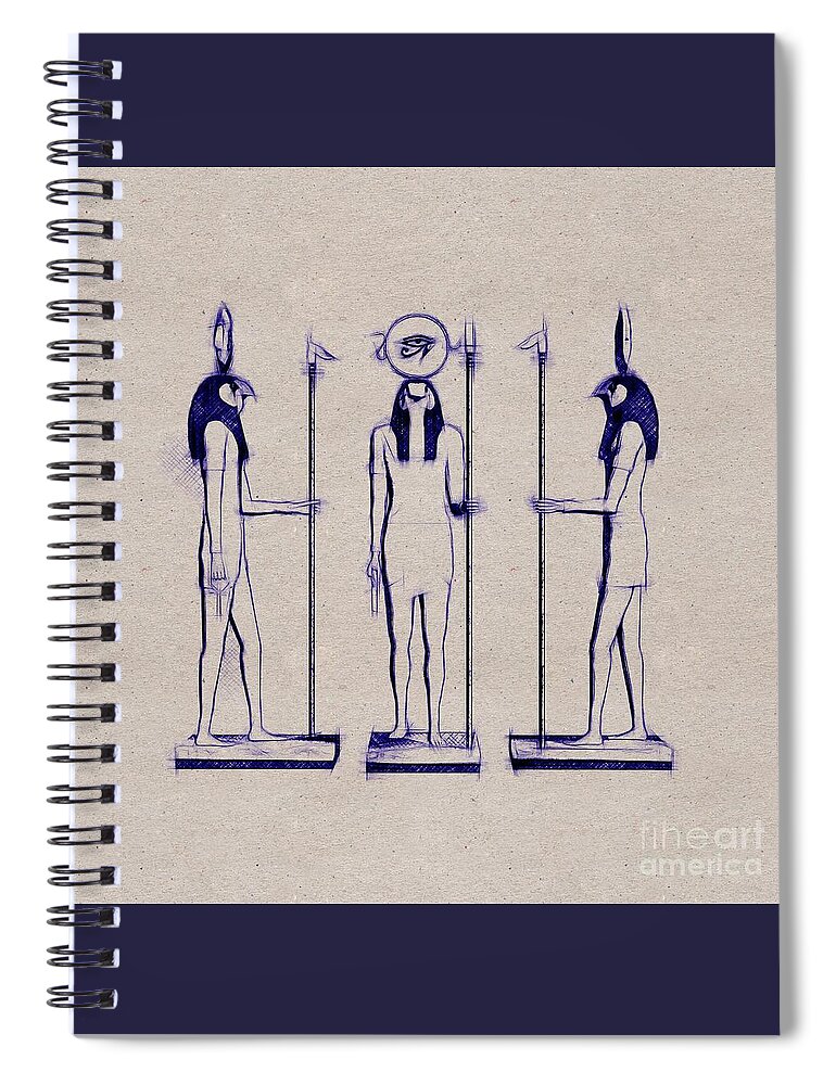 Egypt.pyramid Spiral Notebook featuring the digital art Horus God of Egypt by Esoterica Art Agency