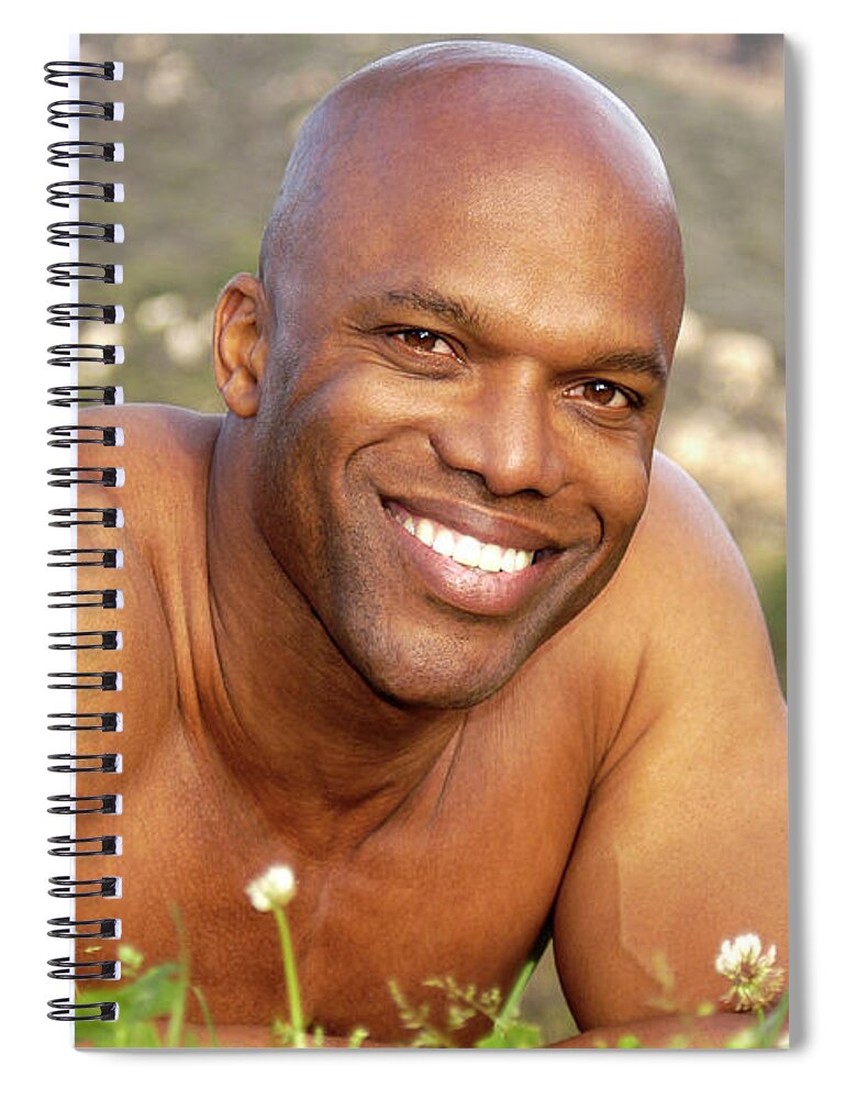 Male Spiral Notebook featuring the photograph Hot looking bald black muscular man by Gunther Allen
