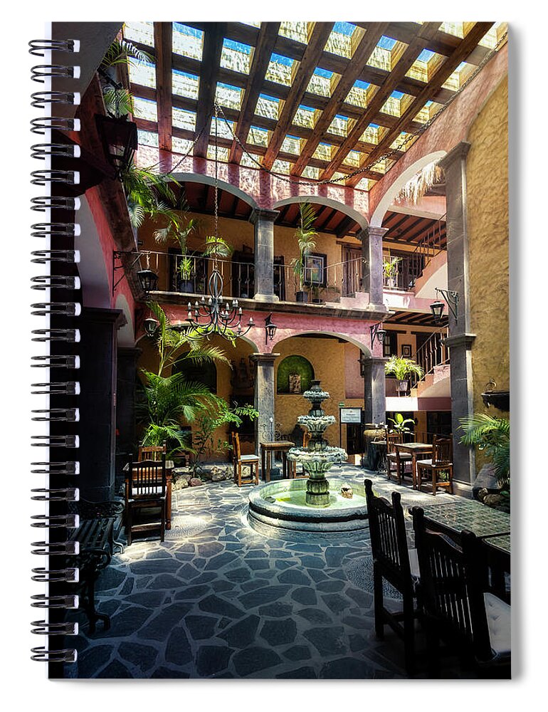 Landmark Spiral Notebook featuring the photograph Hotel La Posada - Lobby by Micah Offman