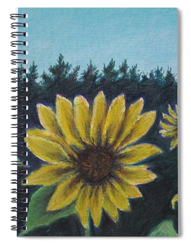 Sun Flower Spiral Notebook featuring the painting Hours of Flowers by Jen Shearer