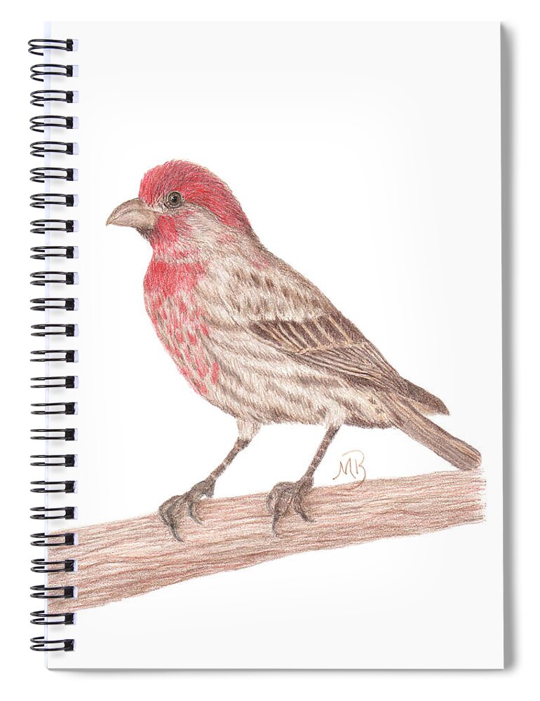 Bird Art Spiral Notebook featuring the painting House Finch by Monica Burnette