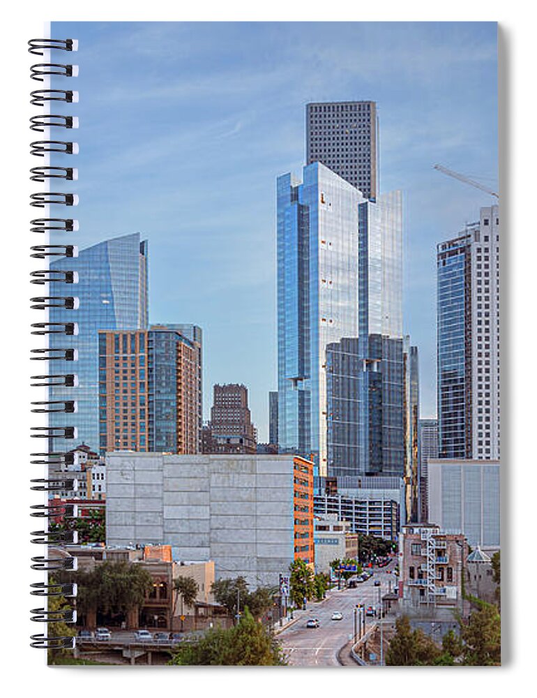 Houston Spiral Notebook featuring the digital art Houston Downtown Skyline by James Woody