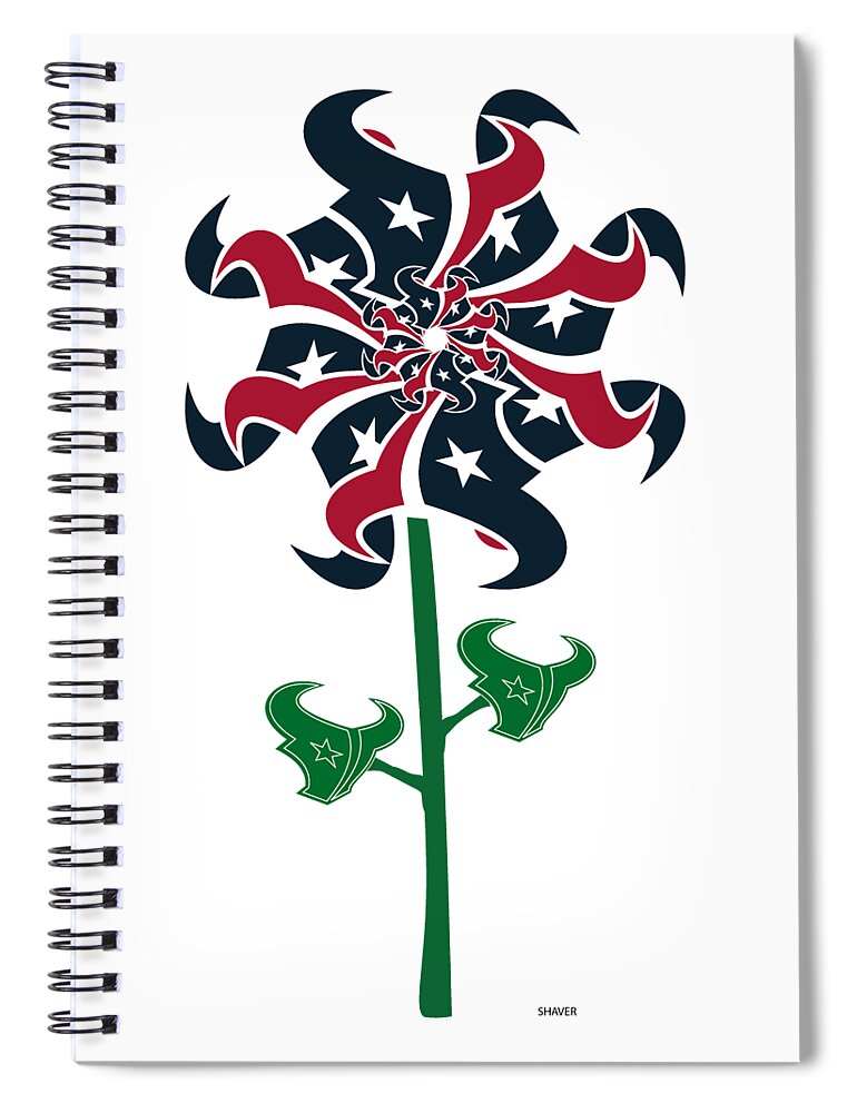 Nfl Spiral Notebook featuring the digital art Houston Texans - NFL Football Team Logo Flower Art by Steven Shaver