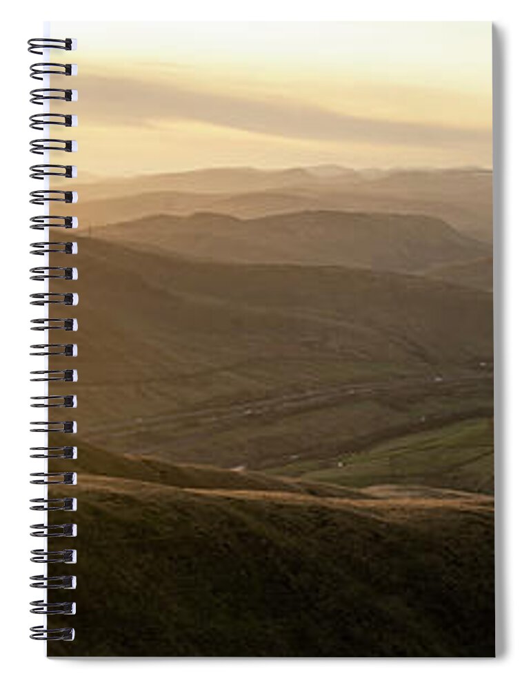 Panorama Spiral Notebook featuring the photograph Howgill Fells Black and white Cumbria by Sonny Ryse