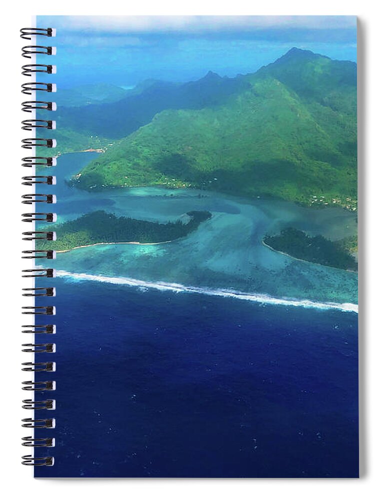 Huahine Spiral Notebook featuring the photograph Huahine From The Air by Diane Macdonald