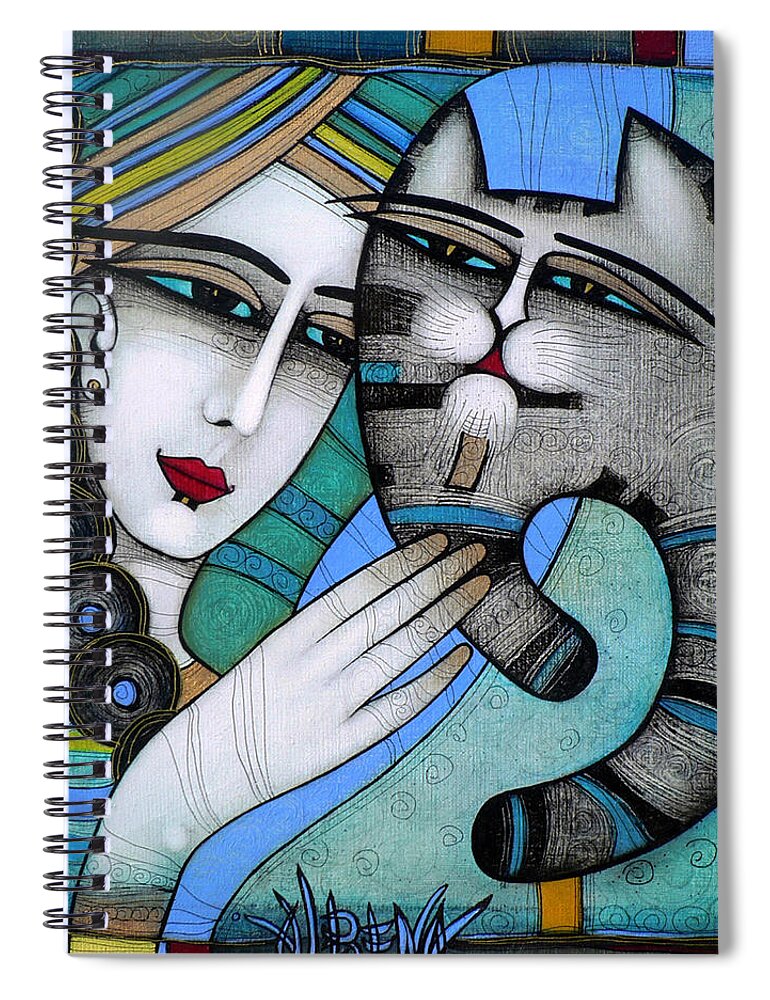 Girl Spiral Notebook featuring the painting HUG by Albena Vatcheva