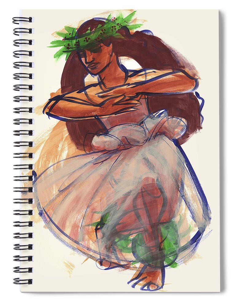 Dancer Spiral Notebook featuring the painting Hula Waimea by Judith Kunzle