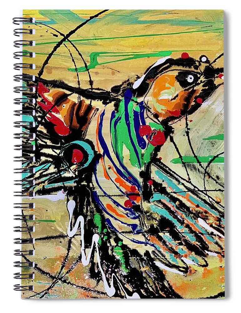 Bird Spiral Notebook featuring the painting Hum Hum bird by Sergio Gutierrez