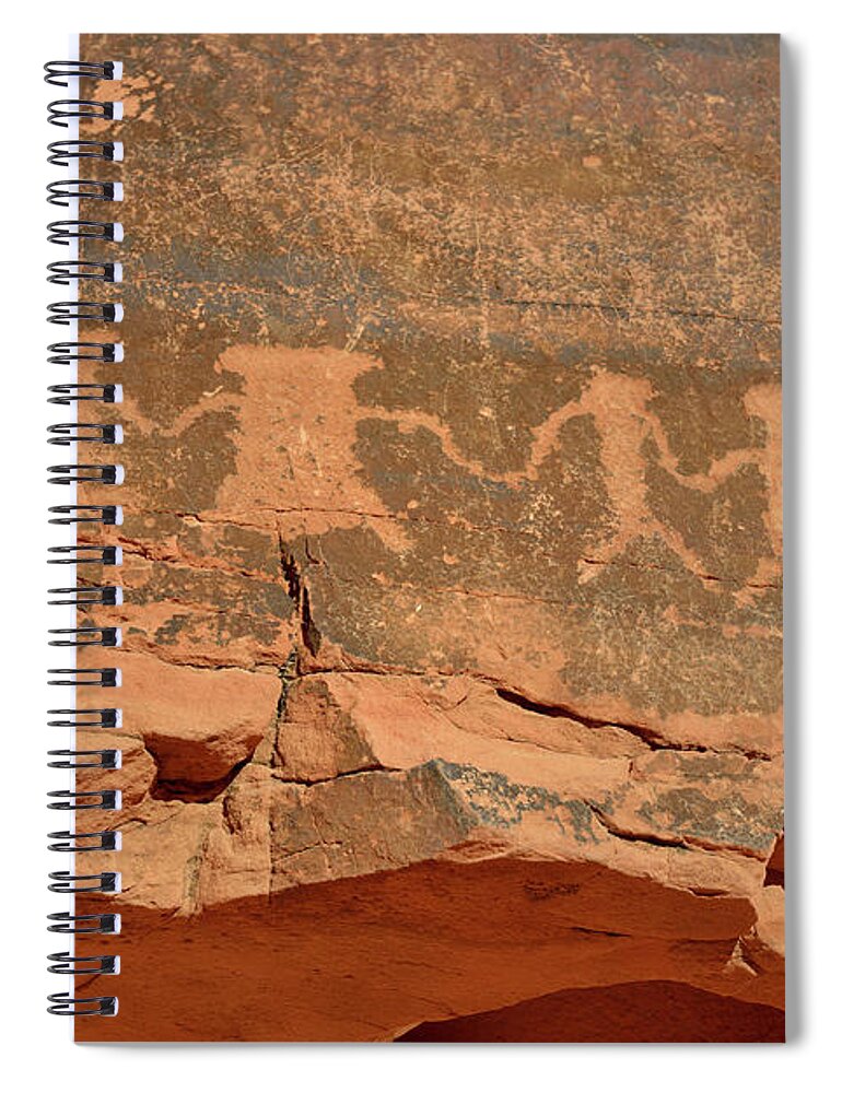 Valley Of Fire State Park Spiral Notebook featuring the photograph Human petroglyphs in Valley of Fire State Park, Nevada, USA by Kevin Oke
