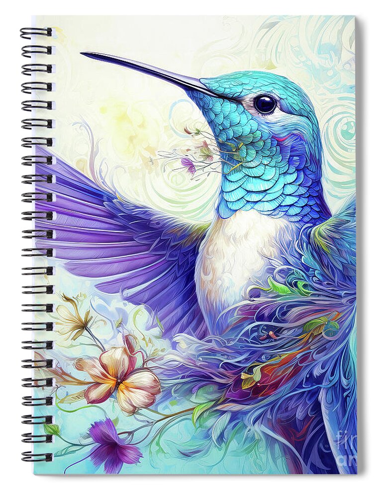 Hummingbird Spiral Notebook featuring the painting Hummingbird Beauty by Tina LeCour