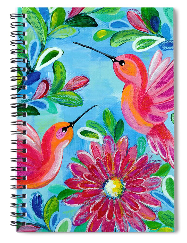 Hummingbirds Spiral Notebook featuring the painting Hummingbird Duo by Beth Ann Scott