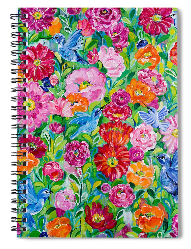 Hummingbirds Spiral Notebook featuring the painting Hummingbird Garden by Beth Ann Scott